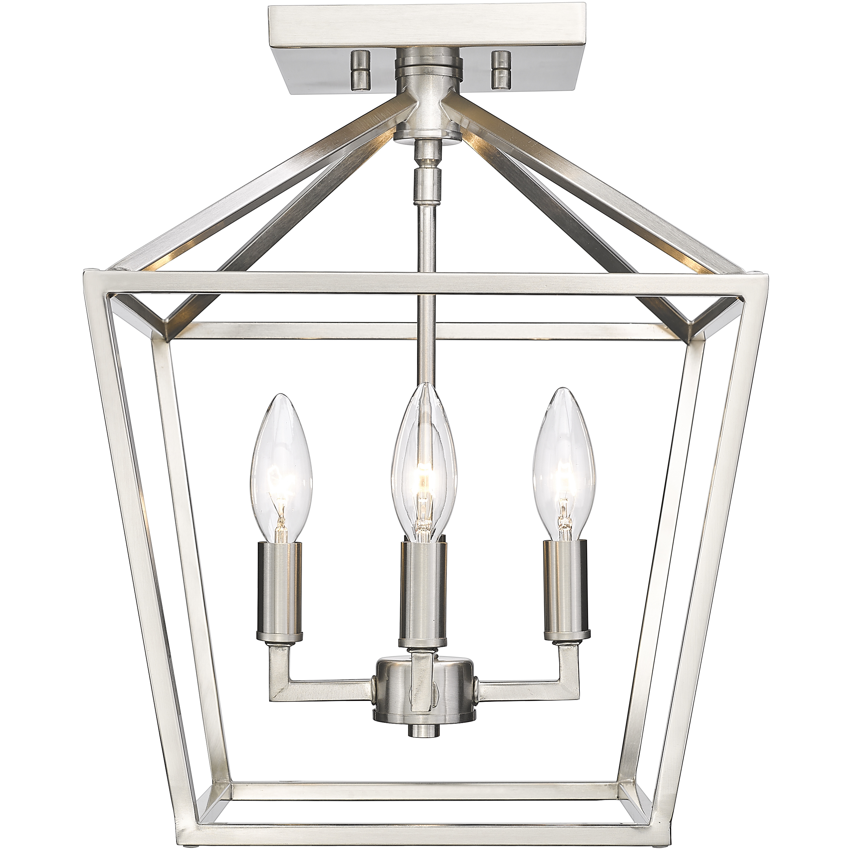Corona 4 Light 12 inch Satin Nickel Semi-Flush Mount Ceiling Light